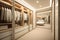 Walk in closet interior design, white walk in wardrobe in modern luxury and minimal style. generative ai