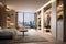 Walk in closet interior design, white walk in wardrobe in modern luxury and minimal style. generative ai