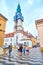 Walk in courtyard of Jasna Gora monastery in Czestochowa, Poland