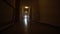 walk through hotel corridor, low angle