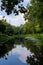 Walk path in park hike trail at Basingstoke Canal in Woking, Surrey, England