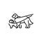 Walk with pets golden retriever and spitz color line icon. Dog training.