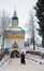 Walk on Pskovo- Pechersky Monastery in winter, Peter Tower