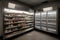 walk-in refrigerator with shelves stocked and ready for business