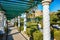 Walk under pergola in gardens of Kalithea Rhodes, Greece