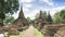 The walk way in Ancient and ruined architecture at Thai temple o