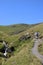 Walker on stony footpath by Scales Beck Blencathra