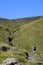 Walkers on footpath by Scales Beck, Blencathra