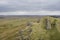 Walkers on Hadrian`s Wall trail, Northumberland, UK