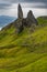 Walkers and hikers on the dramatic mountains of the Trotternish Ridge and Storr on the Isle of Skye, Scotland