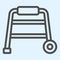 Walkers line icon. Hospital equipment for elderly disabled people. Health care vector design concept, outline style