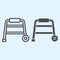 Walkers line and solid icon. Hospital equipment for elderly disabled people. Health care vector design concept, outline