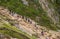 Walkers stepping to beach at Durdle Door