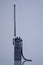 Walkie talkie radio 80s retro style studio photo on gray