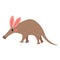 Walking Aardvark animal cartoon character vector illustration