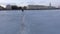 Walking across the frozen Neva River