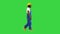 Walking african american construction worker on a Green Screen, Chroma Key.