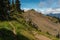 Walking along a narrow stretch of the Hurricane Hill Trail, Olympic National Park, Washington, USA