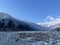 Walking along the river mountains manali