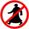 Walking arab circular prohibition road sign warning caution isolated