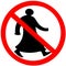 Walking arab circular prohibition road sign warning caution isolated.