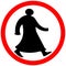 Walking arab circular prohibition road sign warning caution isolated