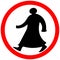 Walking arab circular prohibition road sign warning caution isolated