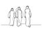 Walking arab men in keffiyeh - single line drawing