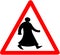 Walking arab tiangular road sign warning caution isolated