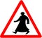 Walking arab tiangular road sign warning caution isolated