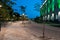 Walking area paved with paving slabs.