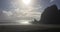 Walking the beach in New Zealand at sunset