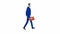 A walking businessman in a suit with a briefcase. options - on white background and on green. animation.