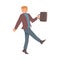 Walking Businessman Wearing Jacket Carrying Briefcase Vector Illustration