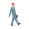 Walking Businessman Wearing Suit and Tie Carrying Briefcase Vector Illustration