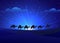 Walking camel caravan night background