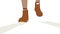 Walking cartoon animation background. Closeup view of legs and feet walking by road. Looped cycled animation cartoon to be used as