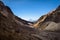 Walking into the crater of Mutnovsky Volcano on ash covered eternal snow