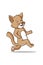 Walking cute brown cat cartoon illustration