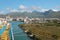 Walking deck of cruise liner on parking in port. Port Louis, Mauritius