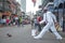 Walking dog on Bourbon Street