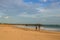 walking at evening beach, galle sri lanka.