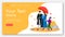 Walking family landing page flat color vector template