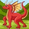 Walking Female Dragon Colored Cartoon Illustration