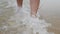 Walking Female Feet on Tropical Sand Beach