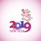 Walking funny pig. Chinese symbol of the 2019 year. Happy New Year.