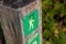 Walking hiker route sign. pedestrians follow this route for a great experience from the specific city or town
