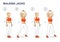 Walking Jacks Exercise Girl Workout Guidance. Side Steps with Hands Raise young woman Illustration.