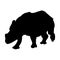 Walking Javan Rhinoceros Rhinoceros Sondaicus On a Side View Silhouette Found In Map Of Indonesian Island