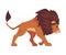 Walking Lion, Proud Powerful Mammal Jungle Animal, Side View Vector Illustration